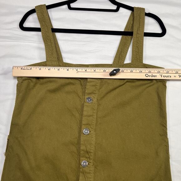 Etica Luisa Dress Size S Olive Green Denim Midi Button Front Straps NO TIE BELT - Picture 4 of 13